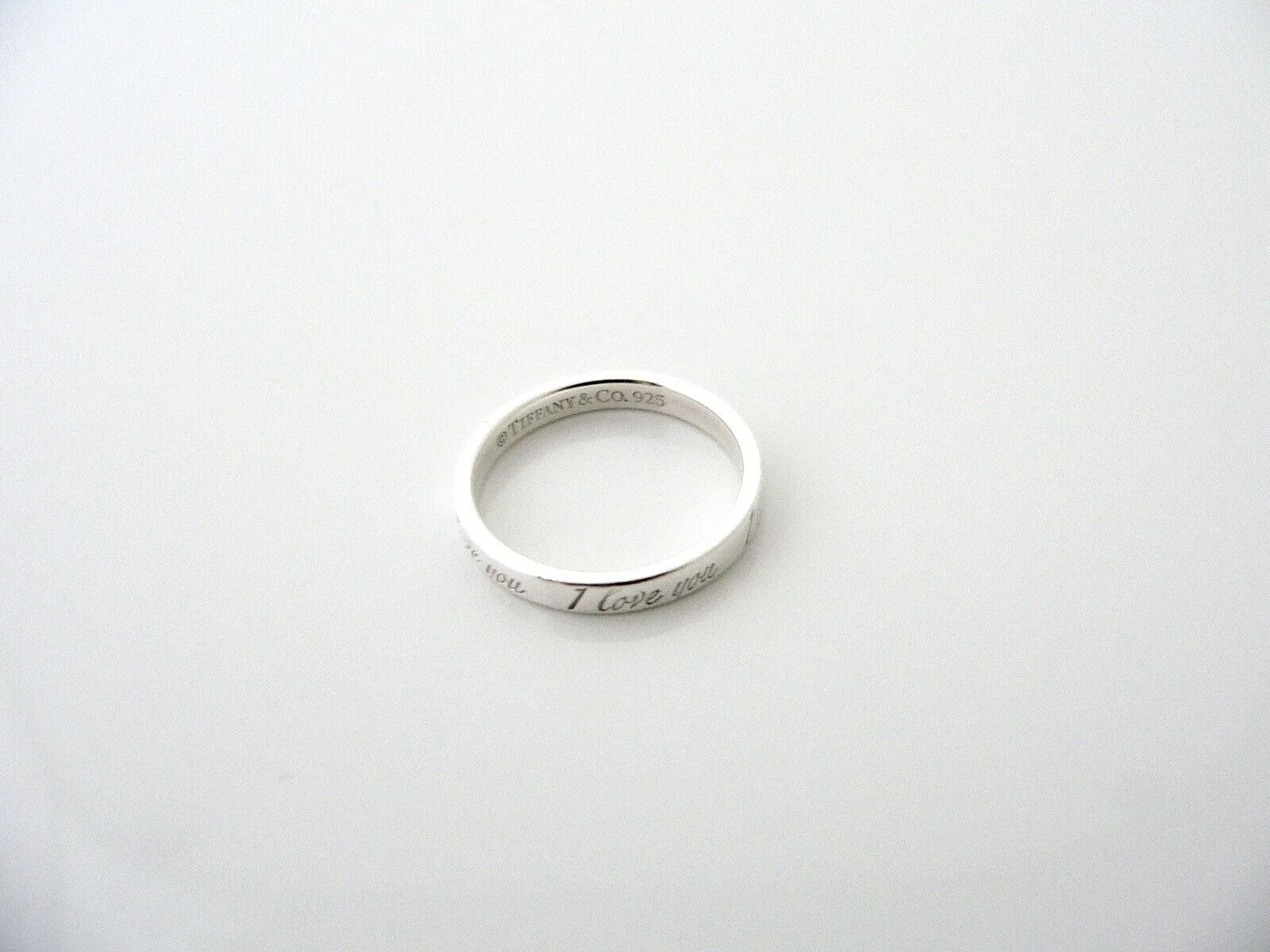 Tiffany & Co Sterling Silver I Love You Circle Ring Band Sz 6.25 Gift Statement