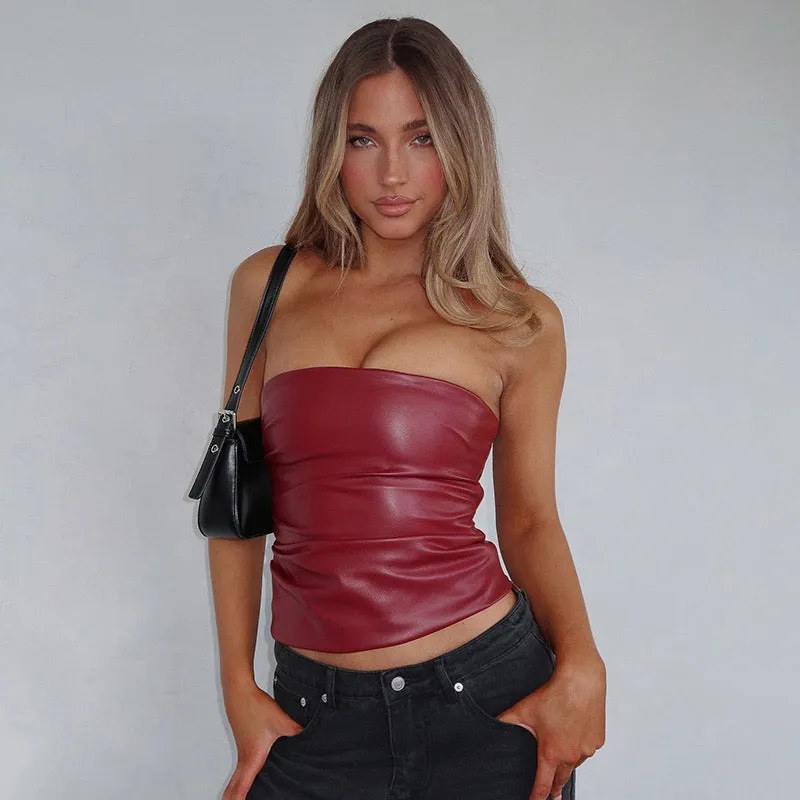 Truc Leather Tube Top
