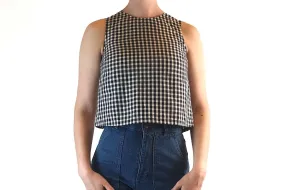 Uniqlo preloved navy and white cropped gingham sleeveless top size XS (best fits size 6)