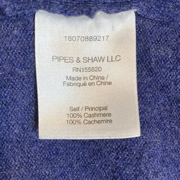 Veronica Beard CASHMERE Navy V Neck Folded Cuffs Soft Pullover Sweater Small
