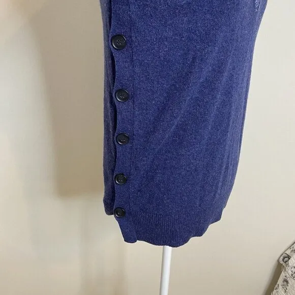 Veronica Beard CASHMERE Navy V Neck Folded Cuffs Soft Pullover Sweater Small
