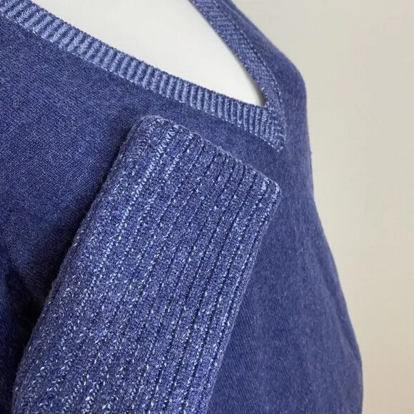 Veronica Beard CASHMERE Navy V Neck Folded Cuffs Soft Pullover Sweater Small