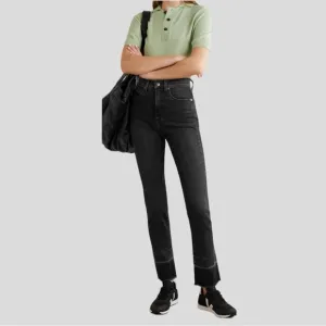 Veronica Beard Ryleigh Distressed High-Rise Straight-Leg Jeans Size 28/6