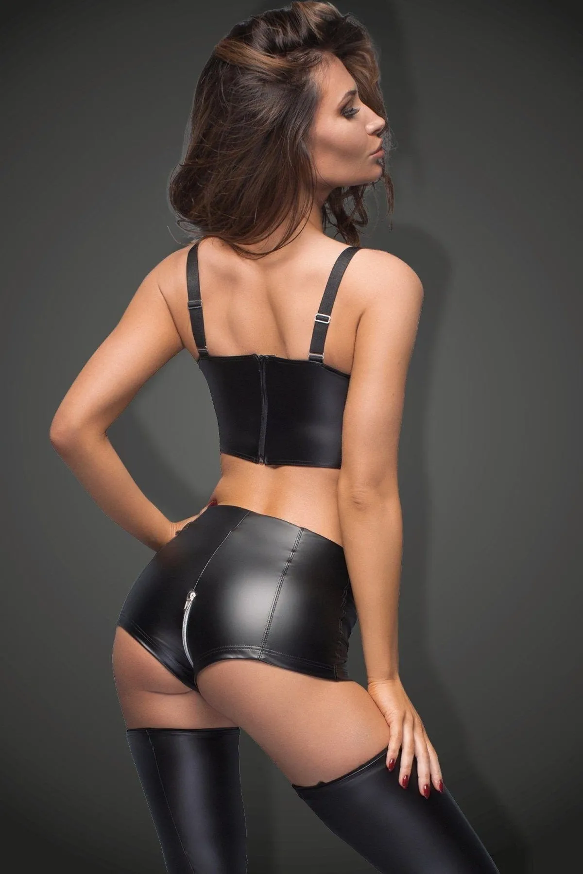 Wetlook Fetish Shorts wirh Front Zipper