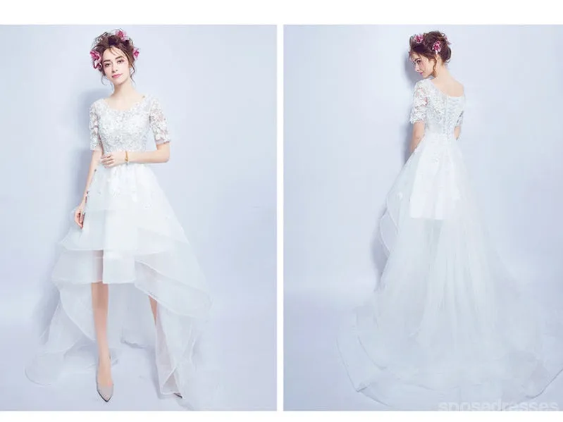 White Half Sleeves Short Homecoming Dresses,Cheap Short Prom Dresses,CM926
