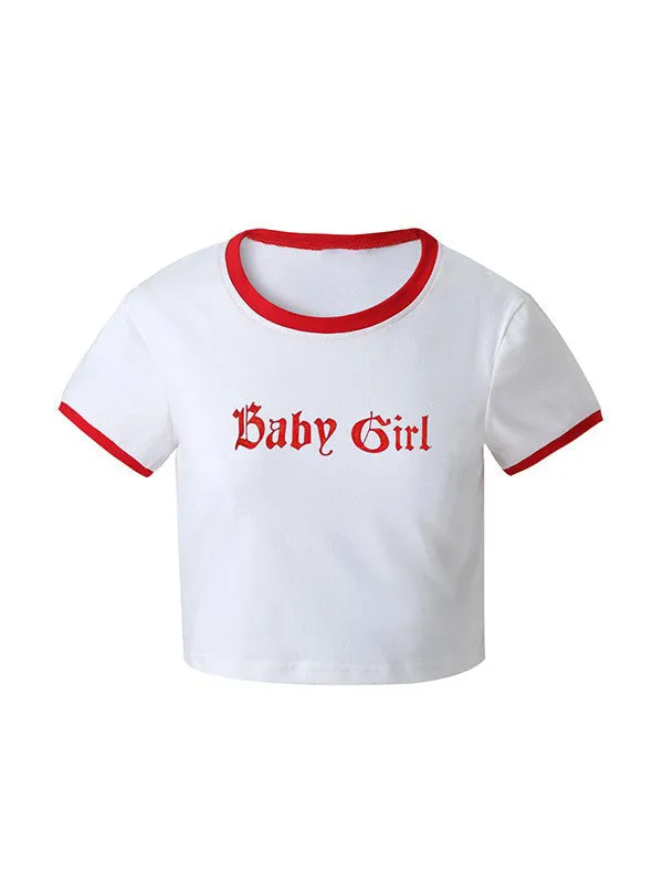 White Y2k Babygirl Crop Top