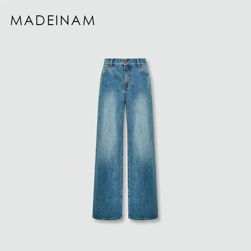 Wide-Leg Blue Jeans