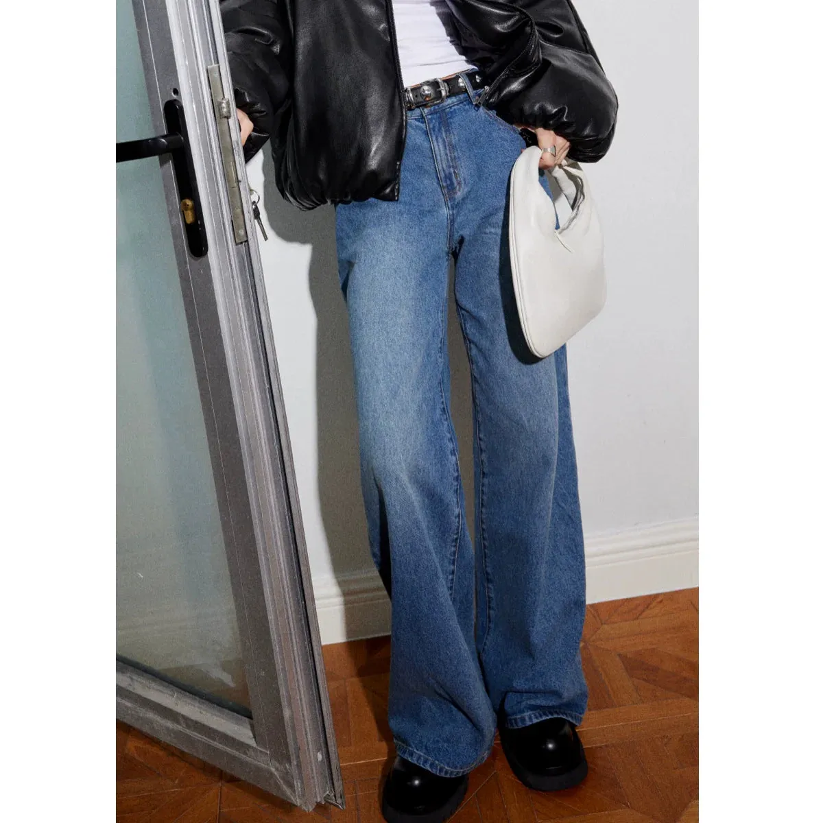 Wide-Leg Blue Jeans