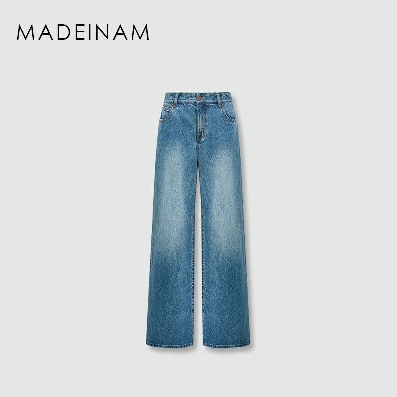Wide-Leg Blue Jeans