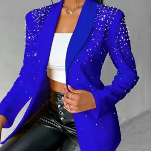 Women's Blazer Long Sleeve Blazers Beaded Streetwear Glittery