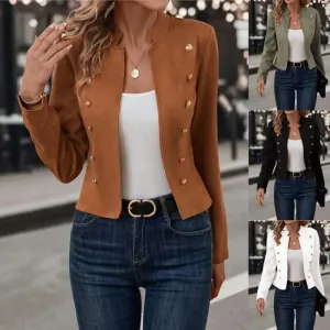 Women's Blazer Long Sleeve Blazers Button Casual Elegant Solid Color