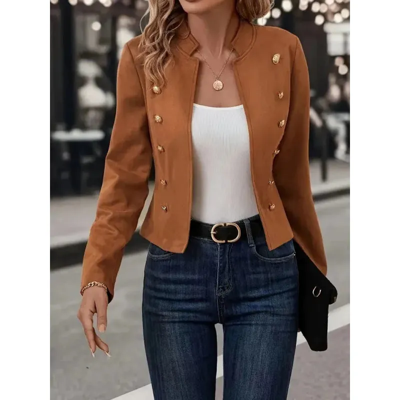 Women's Blazer Long Sleeve Blazers Button Casual Elegant Solid Color