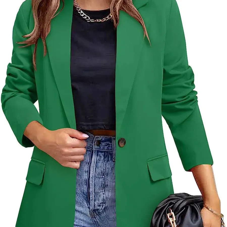 Women's Blazer Long Sleeve Blazers Pocket Elegant Formal Solid Color