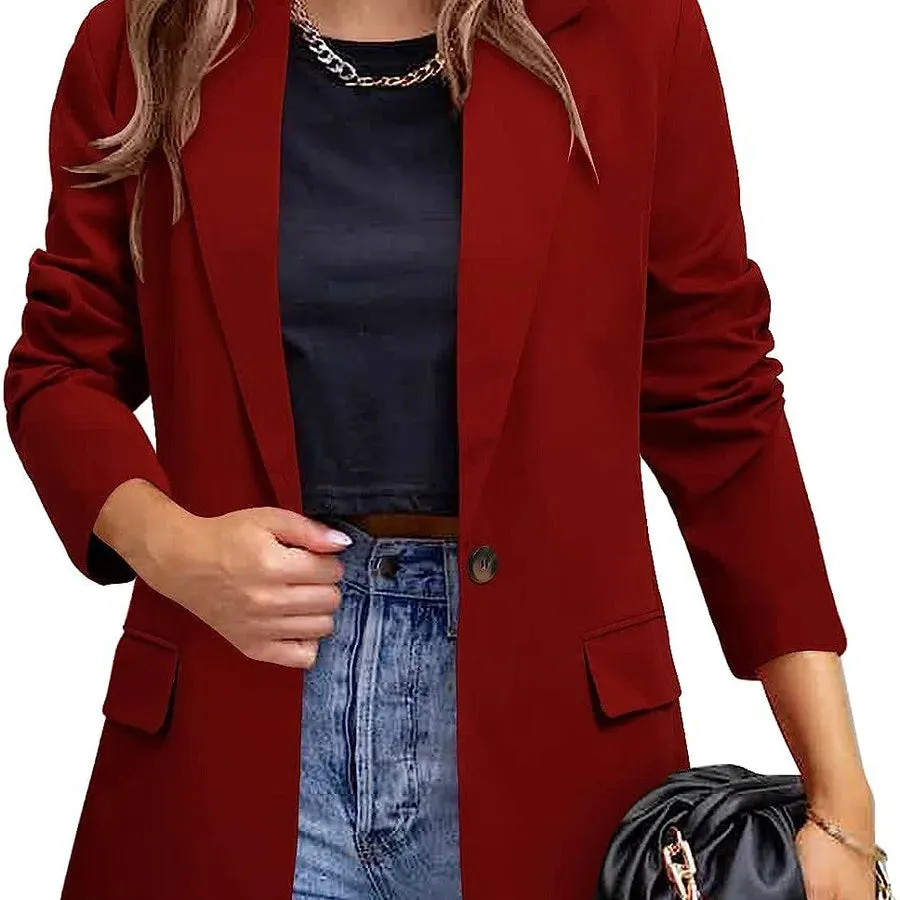 Women's Blazer Long Sleeve Blazers Pocket Elegant Formal Solid Color