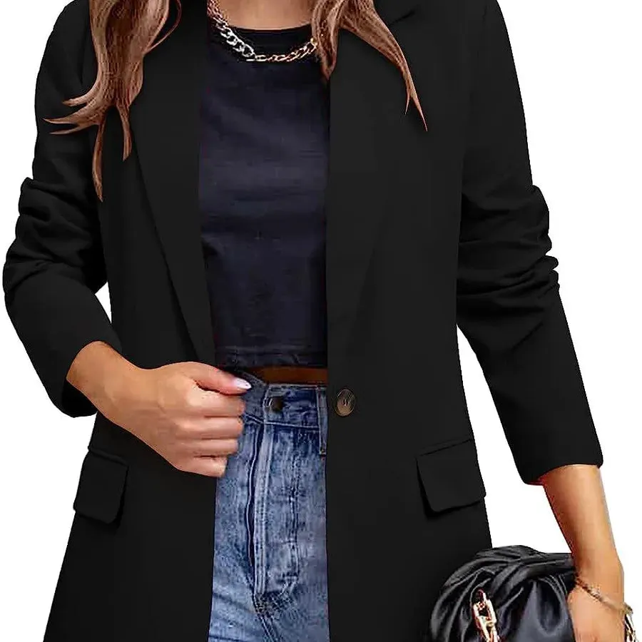 Women's Blazer Long Sleeve Blazers Pocket Elegant Formal Solid Color