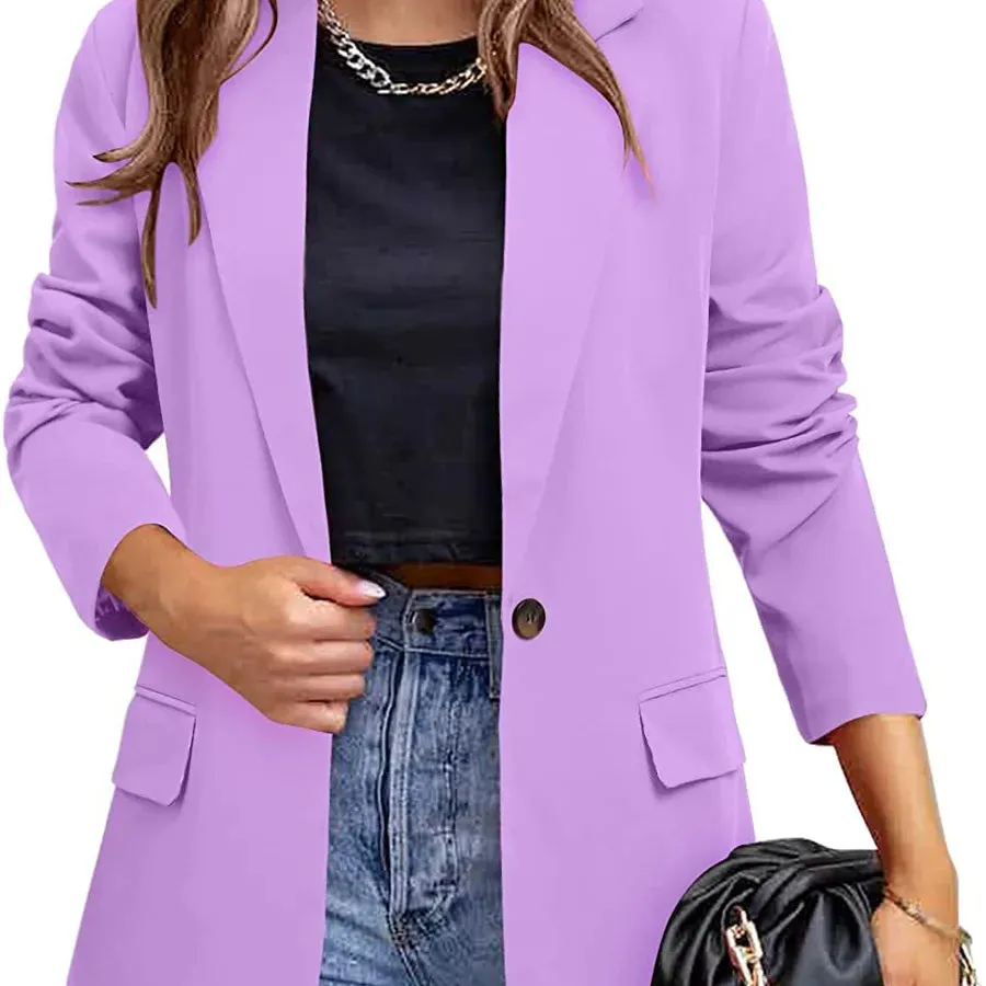 Women's Blazer Long Sleeve Blazers Pocket Elegant Formal Solid Color