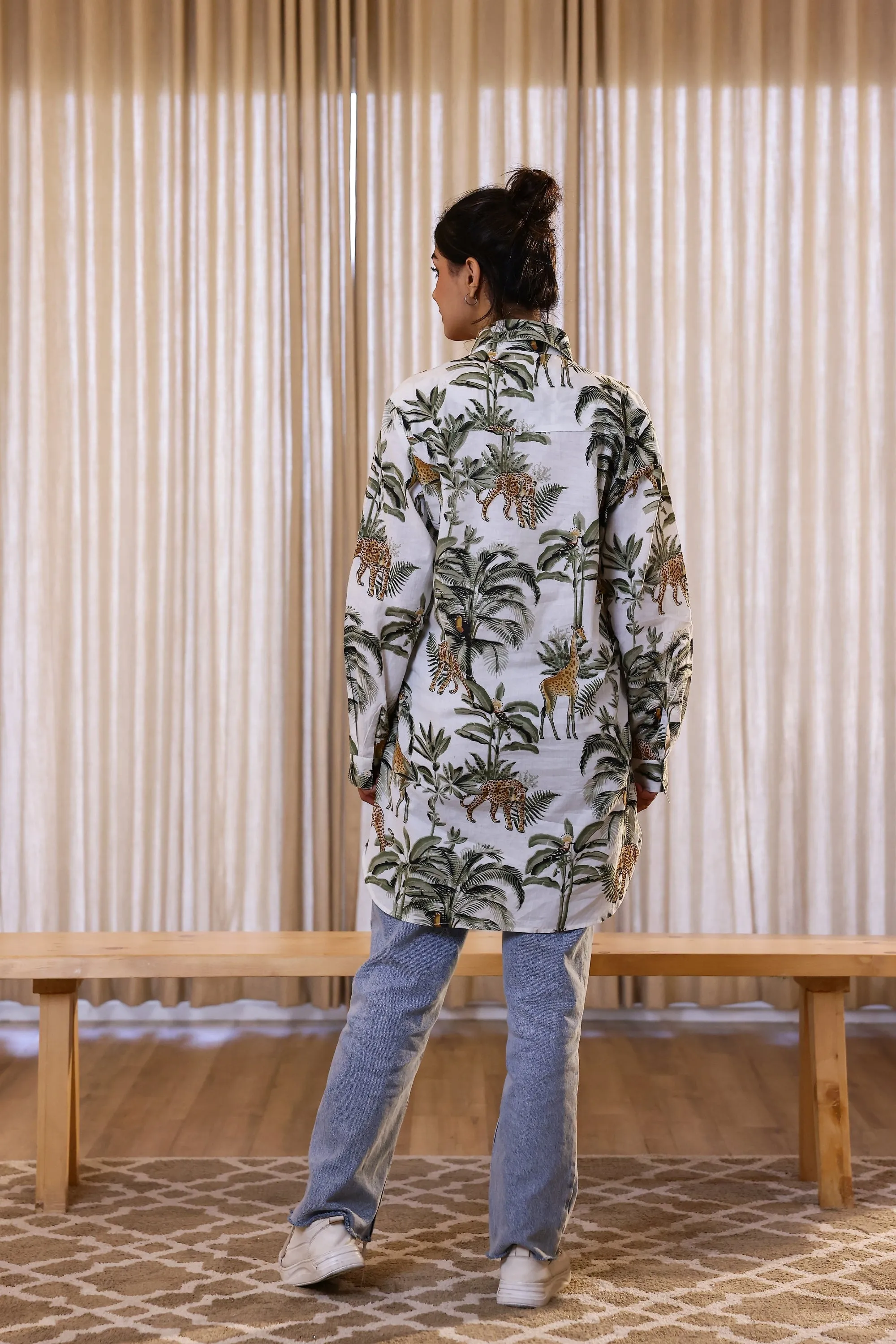 Women's Green Safari Print Shirt - Wild & Elegant