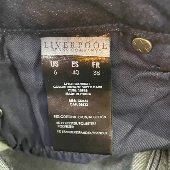 Women's Liverpool Jeans Capri Dark Blue Size 6