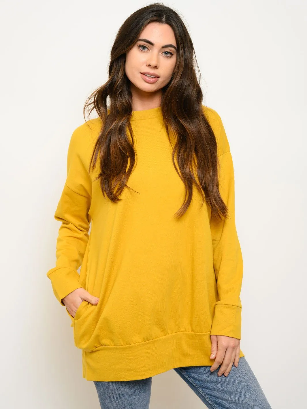 WOMEN'S LONG SLEEVE POCKETS SWEATER