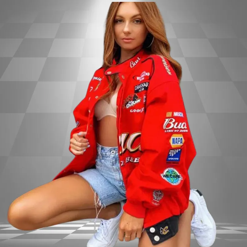 Women's Oversized Printed Bomber Jacket | Biker