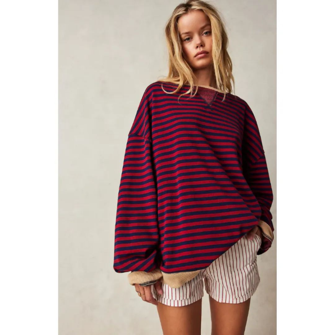 Women's Oversized Stripe Sweatshirt | Long