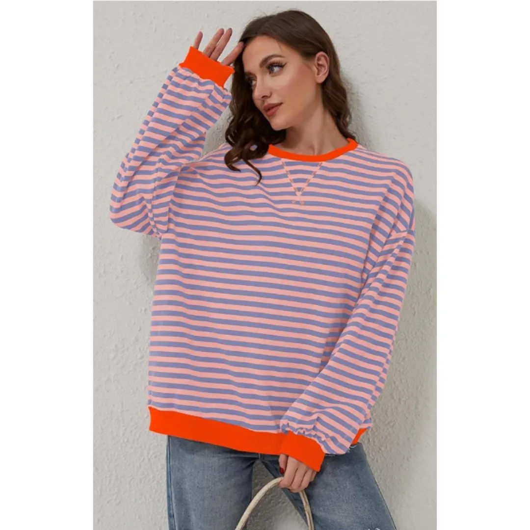 Women's Oversized Stripe Sweatshirt | Long