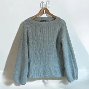 Wooden Ships- Cozy Grey Ribbed Knit Sweater Soft Pullover Sweater