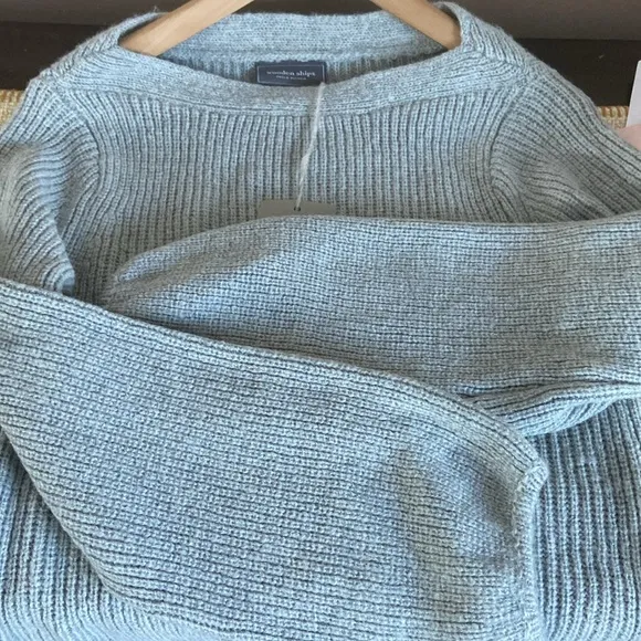 Wooden Ships- Cozy Grey Ribbed Knit Sweater Soft Pullover Sweater