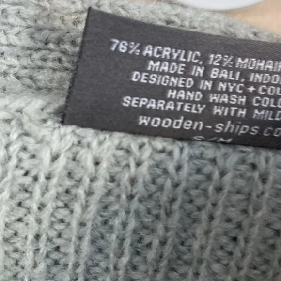 Wooden Ships- Cozy Grey Ribbed Knit Sweater Soft Pullover Sweater