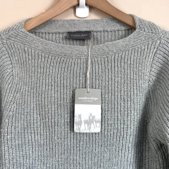 Wooden Ships- Cozy Grey Ribbed Knit Sweater Soft Pullover Sweater