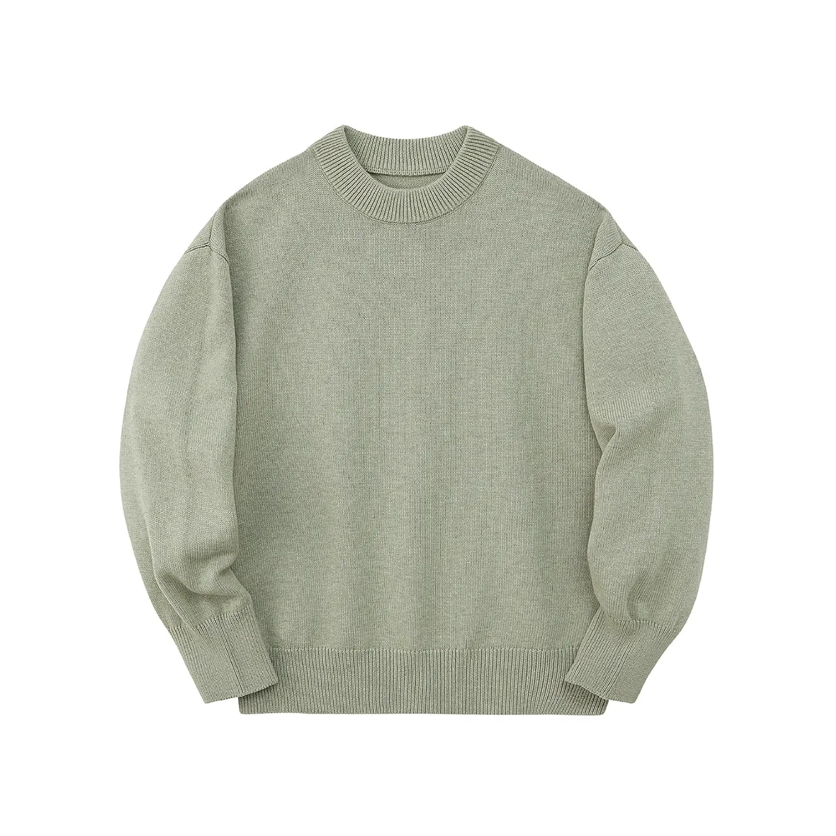 Wool and Cotton Ribbed Crewneck Sweater