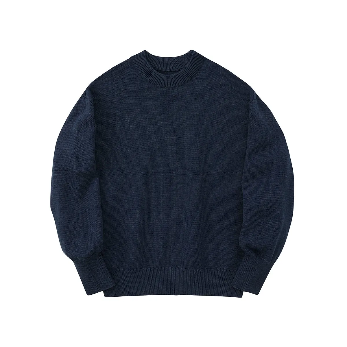 Wool and Cotton Ribbed Crewneck Sweater