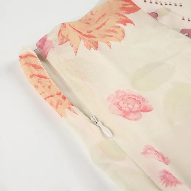 Y2K Floral Patchwork Midi Skirt