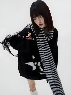 Y2K Grunge Skull Fluffy Sweater