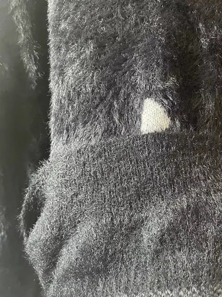 Y2K Grunge Skull Fluffy Sweater